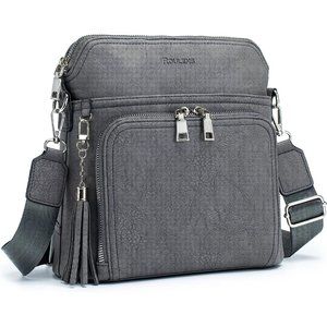 Women Dark Grey Crossbody Purse with Tassel
